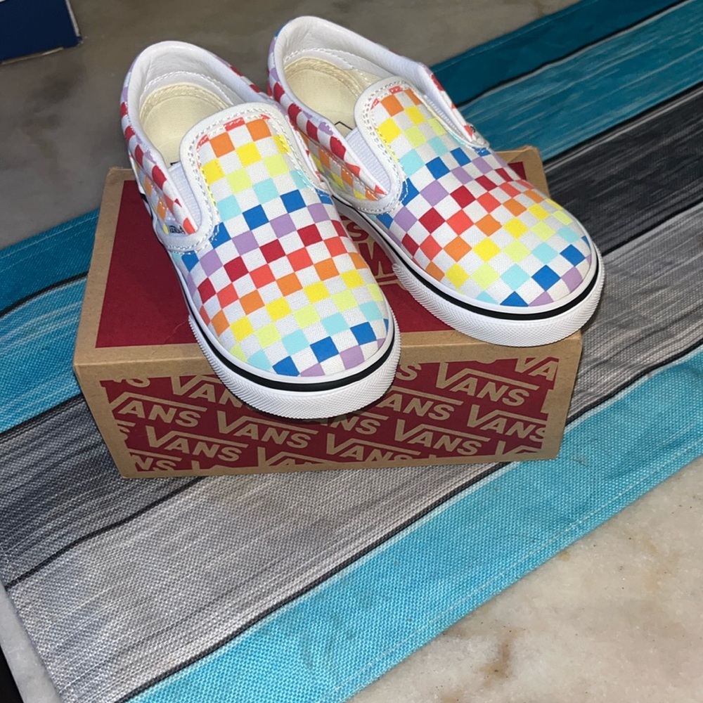 Rainbow checker vans